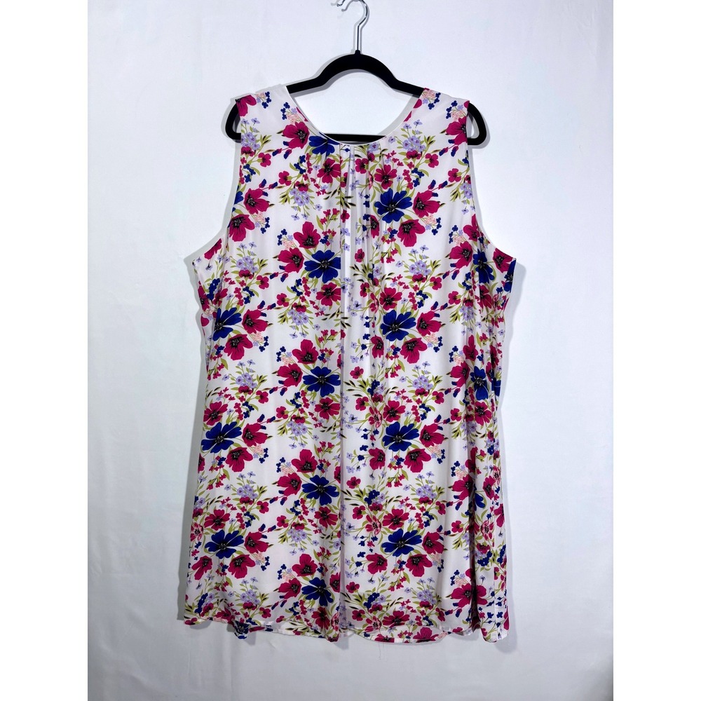 Cottage Feminine Floral Tie Back Pleated Massini Sleeveless Dress Womens 2X